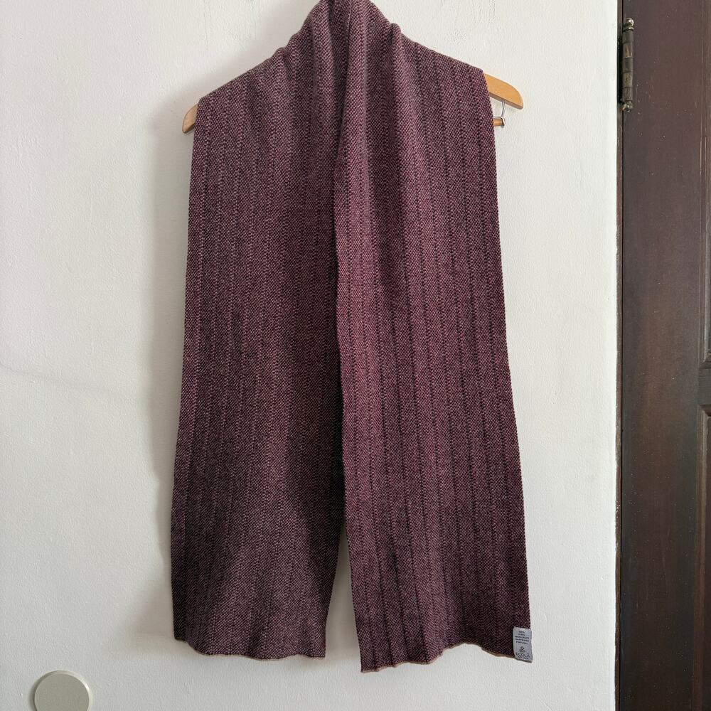 ECOLA | Burgundy Melange 100% Wool Patridge Eye Knitted Scarf Made in Portugal